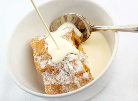 Apple Strudel with creamの写真素材