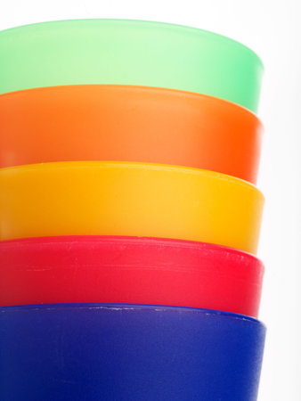 Stacked plastic containers abstractの写真素材