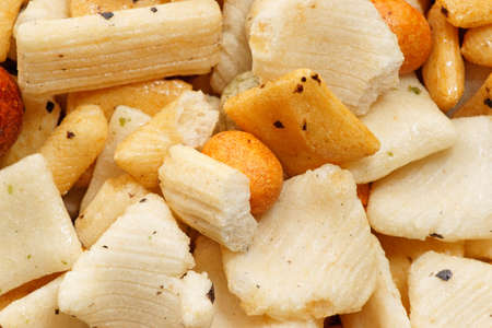 Japanese style rice crackers macroの写真素材