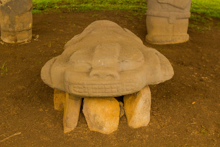 ancient colombian indigenous statue hecra in stone
