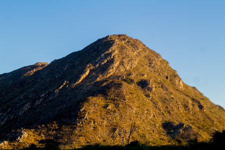 mountain with vegetation and rocksの写真素材