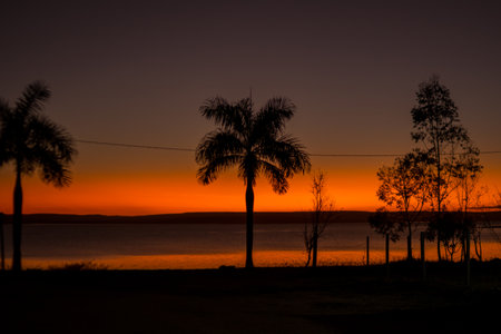 sunset in the lagoonの写真素材