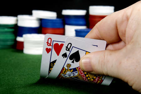 Pair of queens at poker (From a series of poker starting handsのeditorial素材