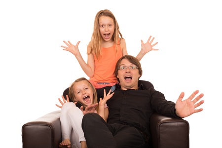 Crazy people crying and laughing. Isolated on a white background.の写真素材