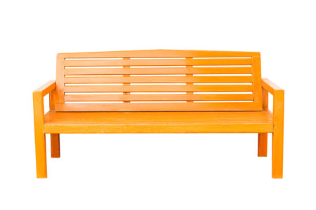 wooden bench, isolated against a white background  
