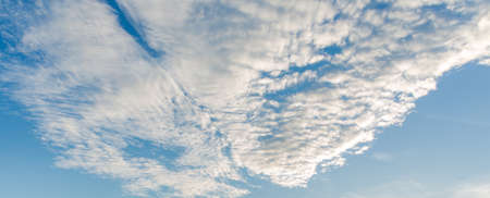 blue sky background with a tiny clouds, Aerial sky and clouds background      の写真素材
