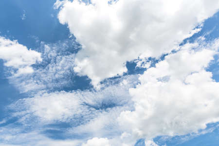 blue sky background with tiny cloudsの写真素材