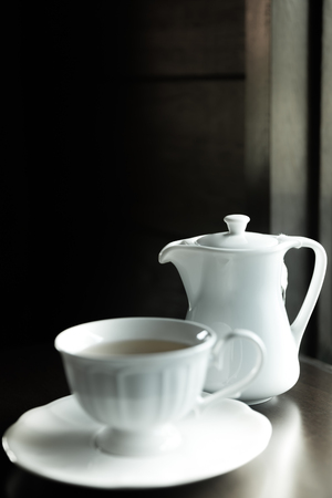 Cup of tea with teapot, Vintageの写真素材
