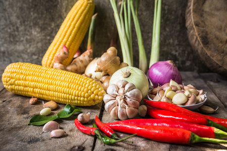 Still-life with vegetable of food for tom yum elementの写真素材