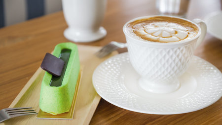 cappuccino, cups of cappuccino on the table in a cafe