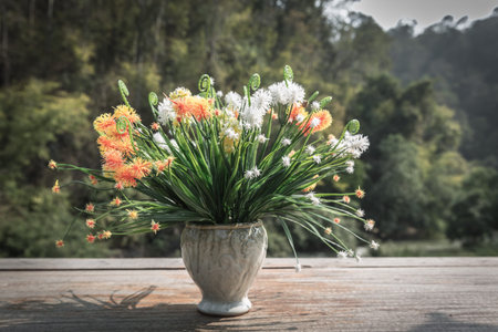 Colorful decoration artificial flower (vintage)の写真素材