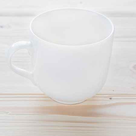 White ceramic mug, White mug empty blank for coffee or teaの写真素材