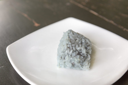 sticky rice made from Butterfly Pea (Blue Pea)の写真素材