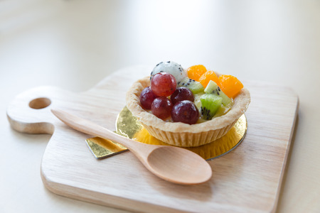 fresh homemade fruit tart with orange and dragon fruit, berries and kiwi, Fruits tartsの写真素材