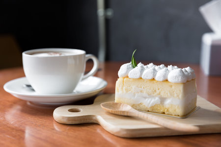 Coconut cake, A piece of coconut cakeの写真素材