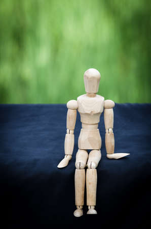 Figurine of wooden, vintage wooden doll (depression)の写真素材