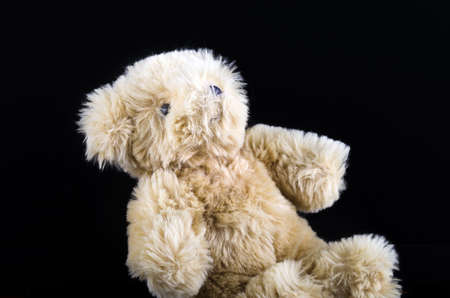 teddy bear,brown teddy-bear on black backgroundの写真素材