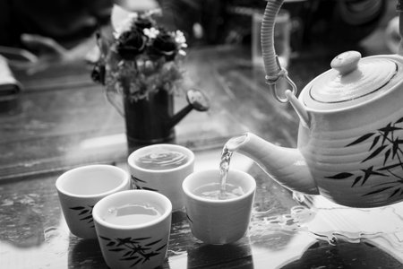Set of China tea,chinese tea time, chinese tea, vintage styleの写真素材