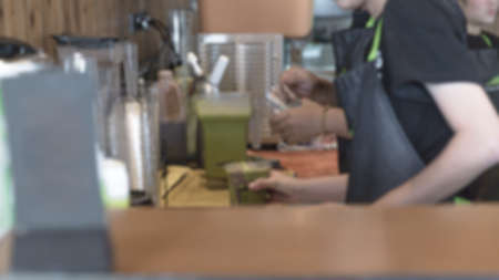 Blur coffee shop background, coffee shop blur background - vintage effect style picturesの写真素材