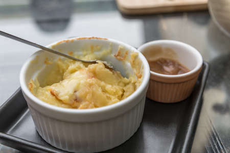 Mashed potatoes with mushroom gravyの写真素材