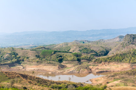 Mountain landscape from Doi Chaang Chiangrai - northern Thailandの写真素材