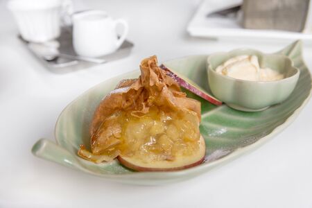 apple stuffed fried dumplings - vegetarian foodの写真素材