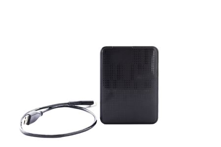 external hard drive on white background- selective focusの写真素材