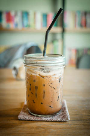 ice chocolate in a coffee shopの写真素材