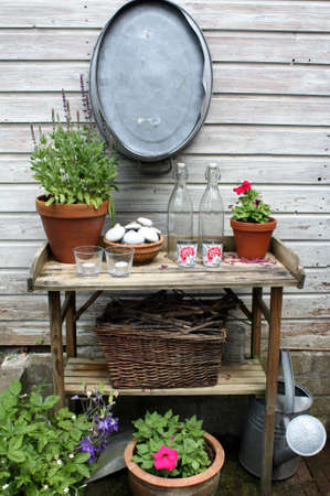 Garden table in the gardenの写真素材