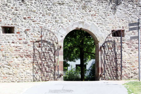 Entrance to the Amphitheater from the year 100 in Trier in Germanyの写真素材