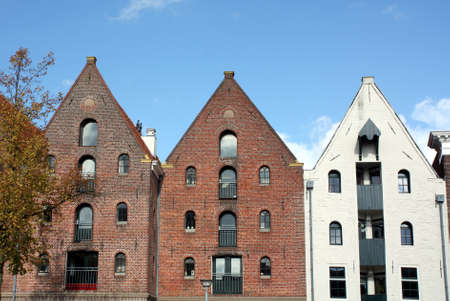 Old warehouses in the center of Groningen Netherlandsの写真素材