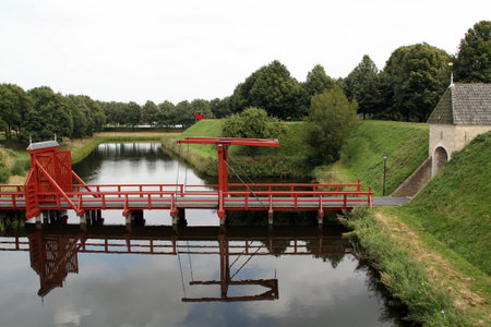 Entrance and bridge to the fortress Bourtange. Netherlandsの写真素材