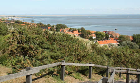 View to the Wadden Sea from the Vuurvoetsduin on the island of Vlieland.The Netherlandsの写真素材