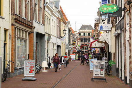 Camps. February-19-2014. Shopping street in the center of Kampen. the Netherlandsのeditorial素材