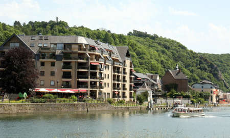 Namur. June-09-2014. Holiday apartments on the river Maas at Namur. Belgiumのeditorial素材