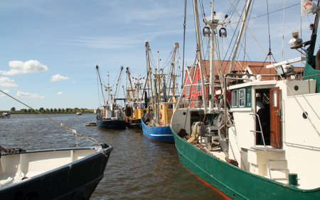 Salt camp. August 05-2018. Fishing boats in the harbor or Zoutkamp. the Netherlandsのeditorial素材