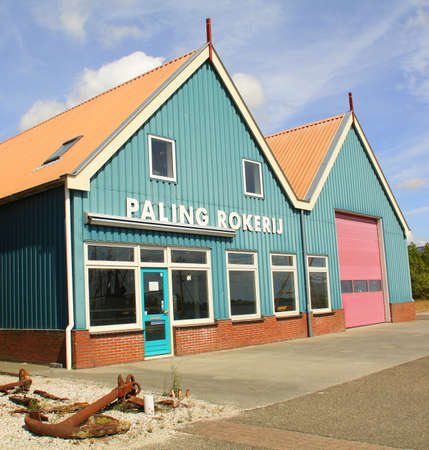 Zoutkamp. August-05-2019. Smokehouse in the harbor of Zoutkamp. the Netherlandsのeditorial素材