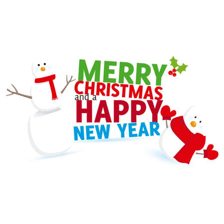 Merry Christmas greeting two snomenのイラスト素材