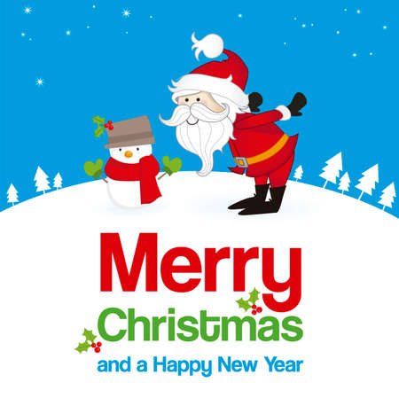 Santa Claus and little snowman greetingsのイラスト素材