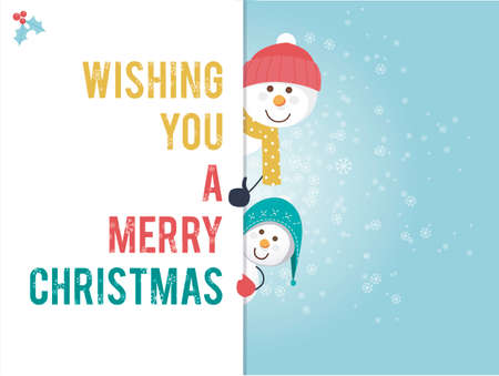 Two snowman Christmas greetingのイラスト素材
