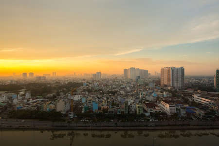 Dawn over the city of Ho Chi Minh City.の写真素材