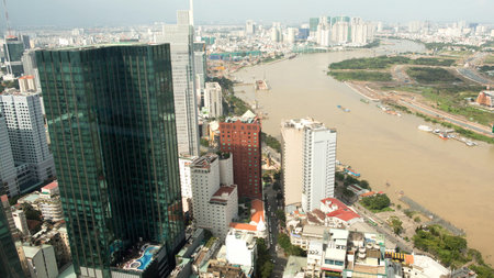 Panoramic view of Ho Chi Minh city or Saigon. Vietnam.