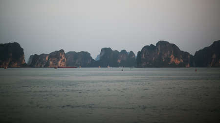Mountain scenery at Halong Bay, North Vietnamの写真素材