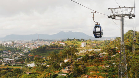 Cableway in Dalat city. Vietnam.