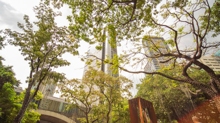 MANILA, PHILIPPINES - NOVEMBER 28, 2017: Ayala Triangle in Makati City, Metro Manila, Philippines....