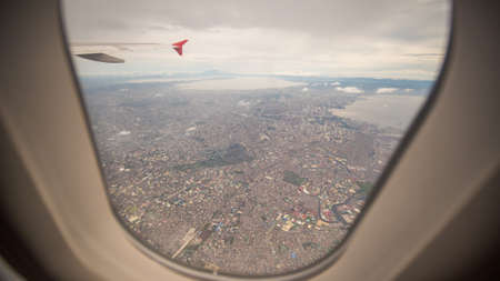 View from the window of the plane to the city of Manila. Philippines.の写真素材