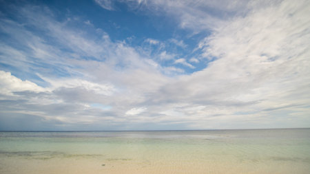 Aerial view of Bohol coast Island. Aerial. Flight is close above the water. Philippines.