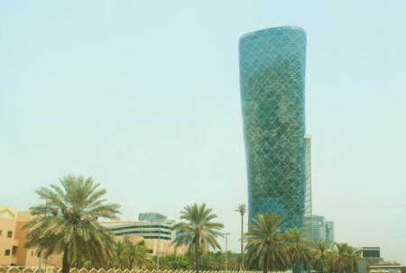 ABU DHABI, UAE - NOVEMBER 5: The Capital Gate Tower on the November 5, 2013 in Abu Dhabi, This is...
