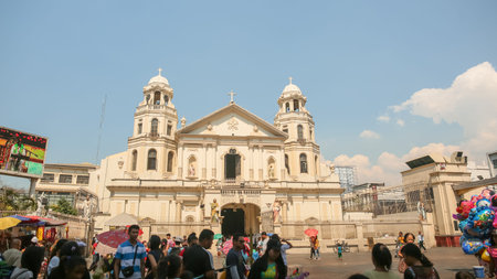 Manila, Philippines - January 5, 2018: Facade of San Sebastian Church, Manila.