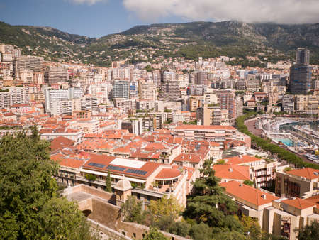 Panoramic view of Monte Carlo harbour in Monaco.の写真素材